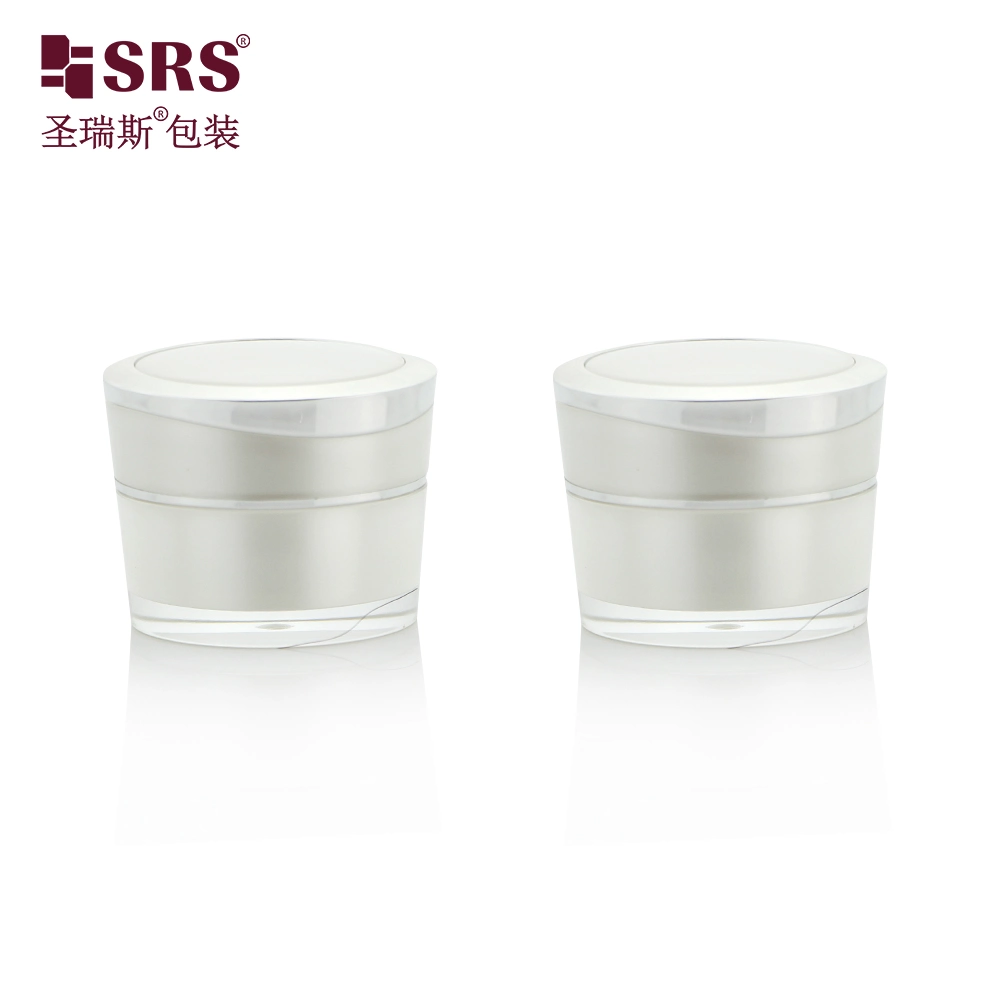 Empty Luxury 5g 15g 30g 50g Acrylic Skincare Plastic Double Wall Cosmetic Face Cream Plastic Jars Packaging