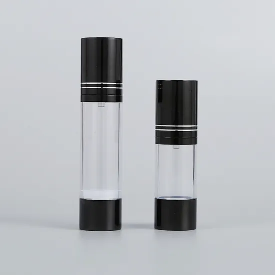 15 30 50 Bright Black Cuidados com a pele Airless Frasco Preto Transparente como Material Cosmético Embalagem